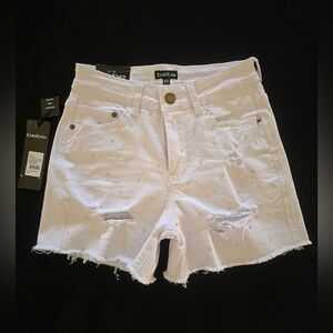 Bebe White Distressed Jean Shorts Size 0/25